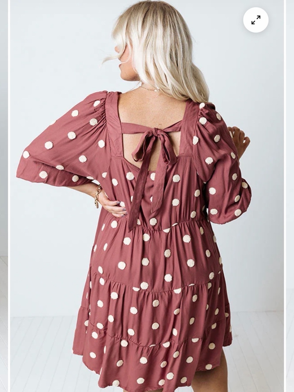 ⚡️Boutique Polka Dot Tie-Back Tiered Shift Dress - Mauve Pink
